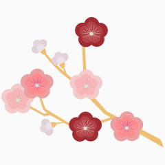 卡通梅花树叶手绘素材
