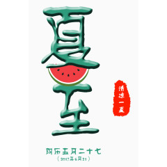 夏至清凉一夏西瓜立体字