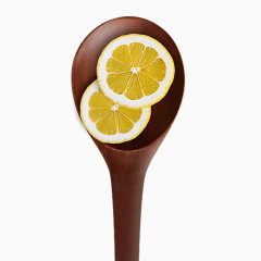 木勺柠檬片免抠素材