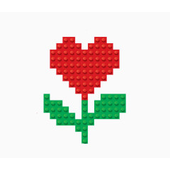 乐高积木拼成长的心形花朵