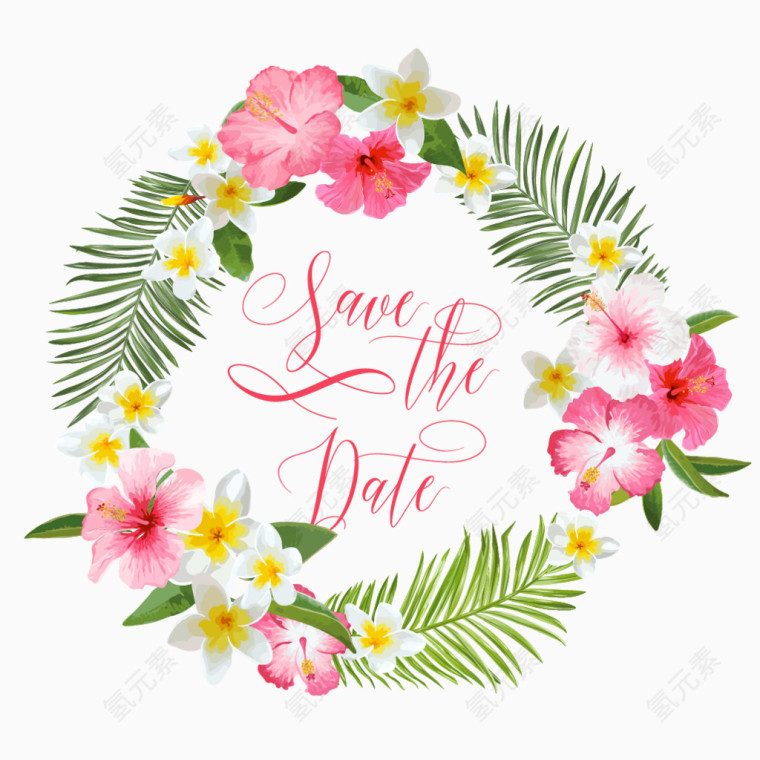 婚礼请柬花绘边框素材