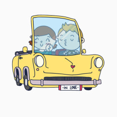 甜蜜自驾游的情侣