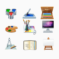 卡通办公用品图标