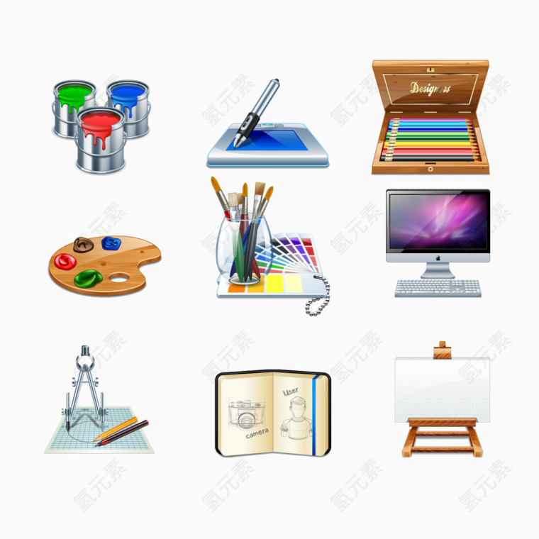 卡通办公用品图标