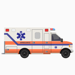 卡通手绘橙色救护车