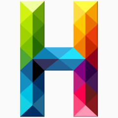 卡通炫彩几何拼接字母H
