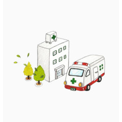 手绘医院急救车