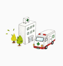 手绘医院急救车