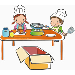 儿童做饭卡通手绘装饰元素