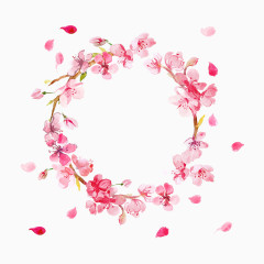 粉色圆形鲜花漂浮花瓣