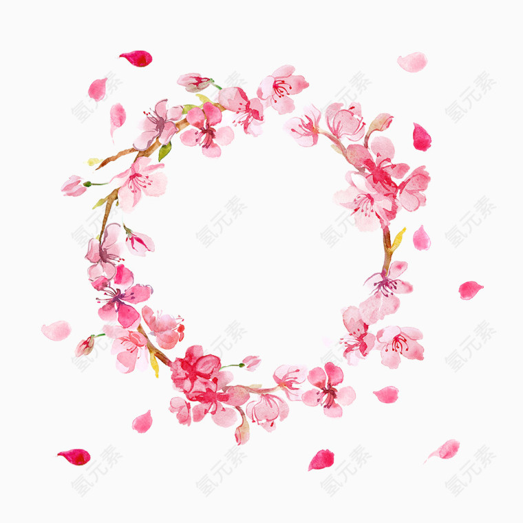 粉色圆形鲜花漂浮花瓣