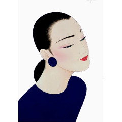 蓝色浮世绘女子