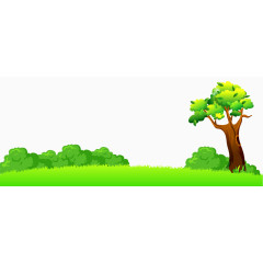 卡通春天草坪树