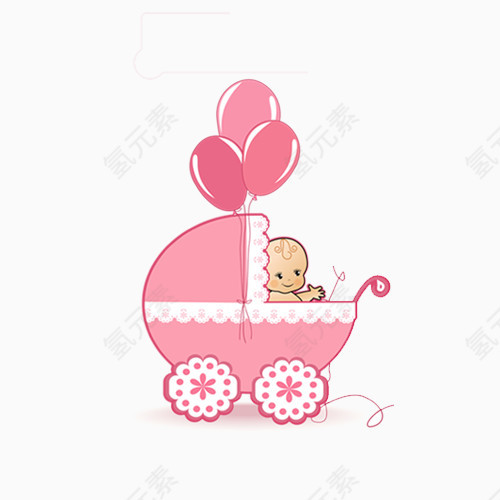 手绘卡通娃娃车元素