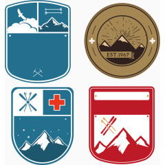 雪山滑雪场冬季元素图标元素