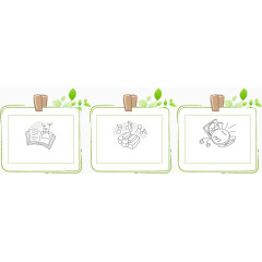 卡通手绘夹子相片绿色边框