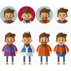 卡通男人矢量元素合集