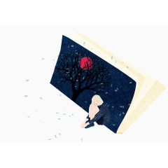 手绘卡通蓝色书本