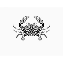 河蟹海蟹线条螃蟹卡通矢量图片