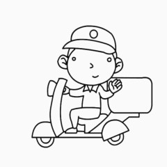 卡通简笔线条画快递小哥