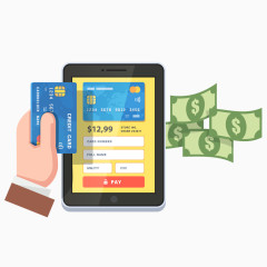 卡通手绘银行卡取钱