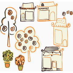 矢量手绘四合院