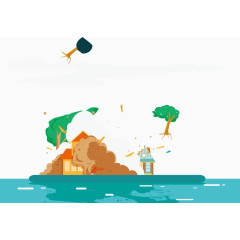 矢量图海岛的灾难