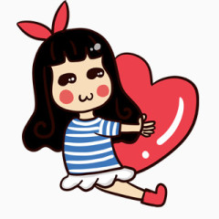 卡通人物女孩爱心素材PNG