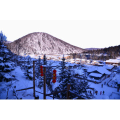 村庄雪景俯瞰图