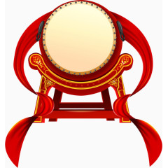 红色大鼓过年道具卡通手绘