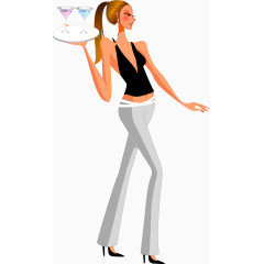 矢量端着红酒的美女