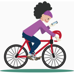 骑自行车卡通人物图标元素