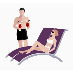 海边度假的男人女人