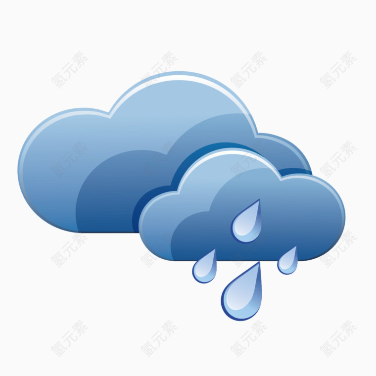 卡通天气蓝色下雨图案
