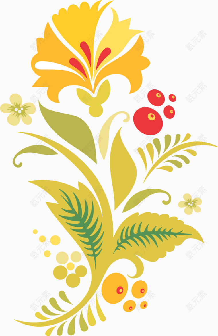 黄色手绘花朵