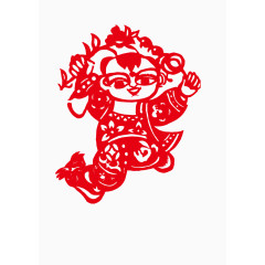 新年小男孩喜庆剪纸