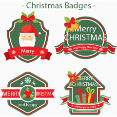 四张绿色圣诞节标签