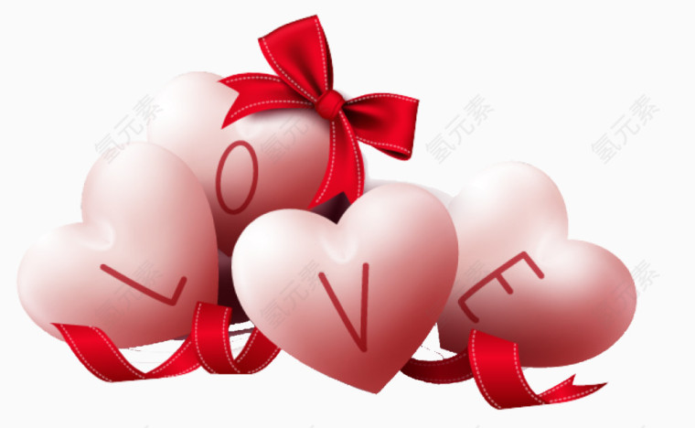 逼真白色LOVE爱心蝴蝶结气球