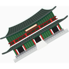 古建筑水彩手绘图标元素