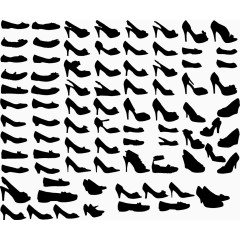 卡通手绘女士鞋黑色剪影 