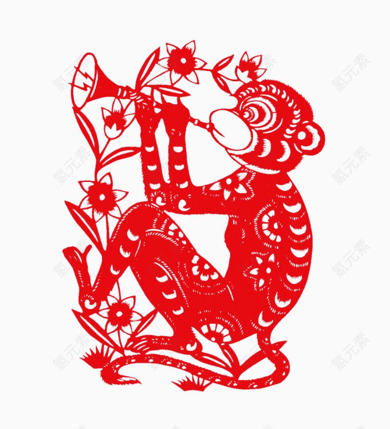 剪纸猴
