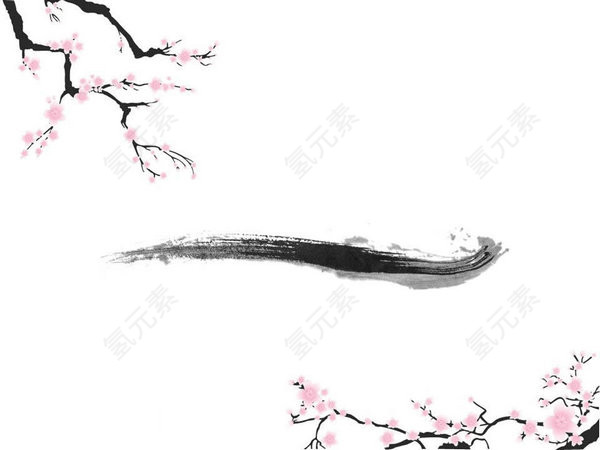 梅花墨画ppt背景