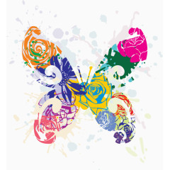 炫彩墨迹蝴蝶