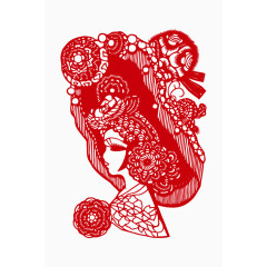 中国红色剪纸人物