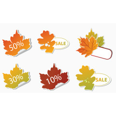 秋季树叶枫叶促销标签合集 