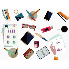 扁平化的商务办公工具PPT素材图标