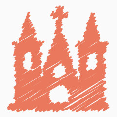 建筑基督教教堂基督教教堂宗教乱涂圣诞节的手绘涂鸦的图标