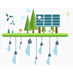 卡通扁平建筑创意灯泡