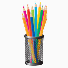 校园文具用品笔筒矢量图