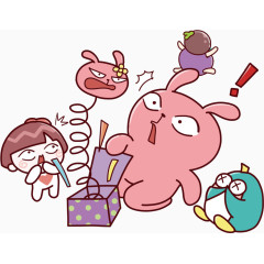 被整蛊的惊吓的粉红兔子